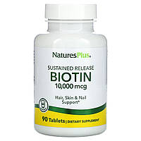 Біотин (В7) Повільного Вивільнення, Natures Plus, 10 мг, 90 таблеток