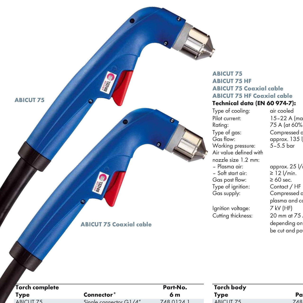 Плазмові різаки ABICUT 75 Abicor Binzel