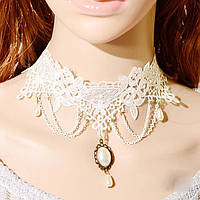 Мереживний весільний чокер регульований в готичному стилі 30*5 см [A/C09-D-2/B3042] Fashion Jewelry Білий