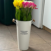 Металлическая ваза-ведро для цветов и декора 40*20 см