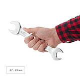 Ключ ріжковий 24-27 мм CrV, покриття сатин-хром PROF DIN3113 INTERTOOL XT-1124, фото 4