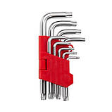 Набір ключів Г-подібних TORX з отвором 9 од., Т10-Т50, Cr-V INTERTOOL HT-0604, фото 2