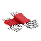 Набір ключів Г-подібних TORX з отвором 9 од., Т10-Т50, Cr-V INTERTOOL HT-0604, фото 3