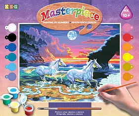 Набір для творчості Sequin Art PAINTING BY NUMBERS SENIOR Horses in the Surf SA0041, World-of-Toys