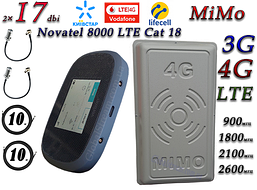 Повний комплект 4G/LTE WiFi Роутер Novatel Verizon MiFi 8000 LTE Cat 18 до 1.2 Гб/с + MiMo антеною 2×17 dbi