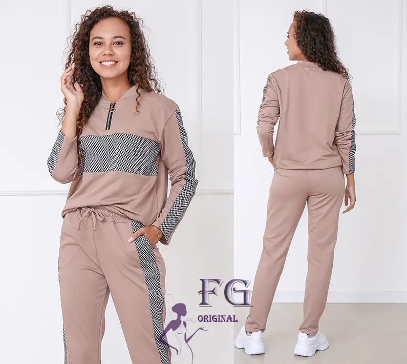 Жіночий спортивний костюм, світшот та штани з високою талією