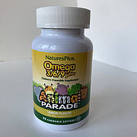 NaturesPlus Omega 3/6/9 junior,Animal Parade з лимонним смаком, 90 капсул