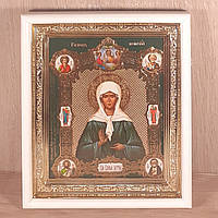 Ікона Матрона свята блаженна, лик 15х18 см, у білому прямому дерев'яному кіоті.