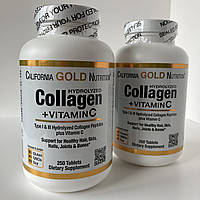 California Gold Nutrition, Hydrolyzed Collagen vitamin C, гідролізований колаген з вітаміном С, 250 таблеток