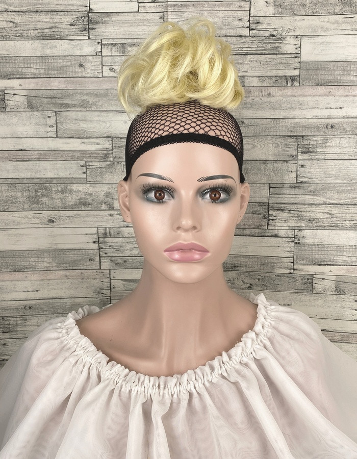 Шиньон об’ємний пучок з штучних волосся блонд 613 гумка з волосся, фото 1