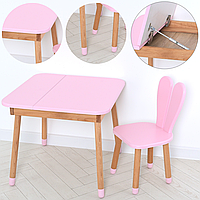 Дерев'яний дитячий столик та стільчик Bambi 04-025R-DESK стіл та стільчик для занять та ігор рожевий