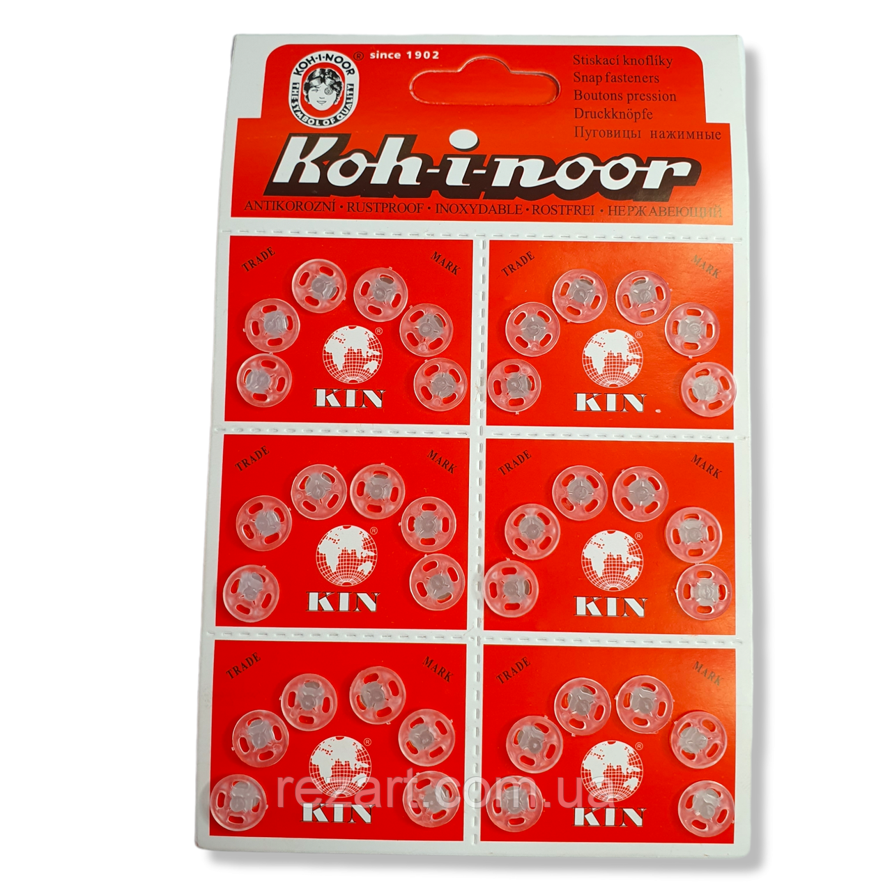 Кнопка пришивна пластикова 10 мм (36 шт.) "Kon-i-noor" Чехія (прозора)