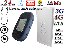 Комплект для 4G c Novatel Verizon MiFi 8000L (8800) Cat 18 до 1.2 Гб/сек і Антена планш. MIMO 2×24dbi (48дб)