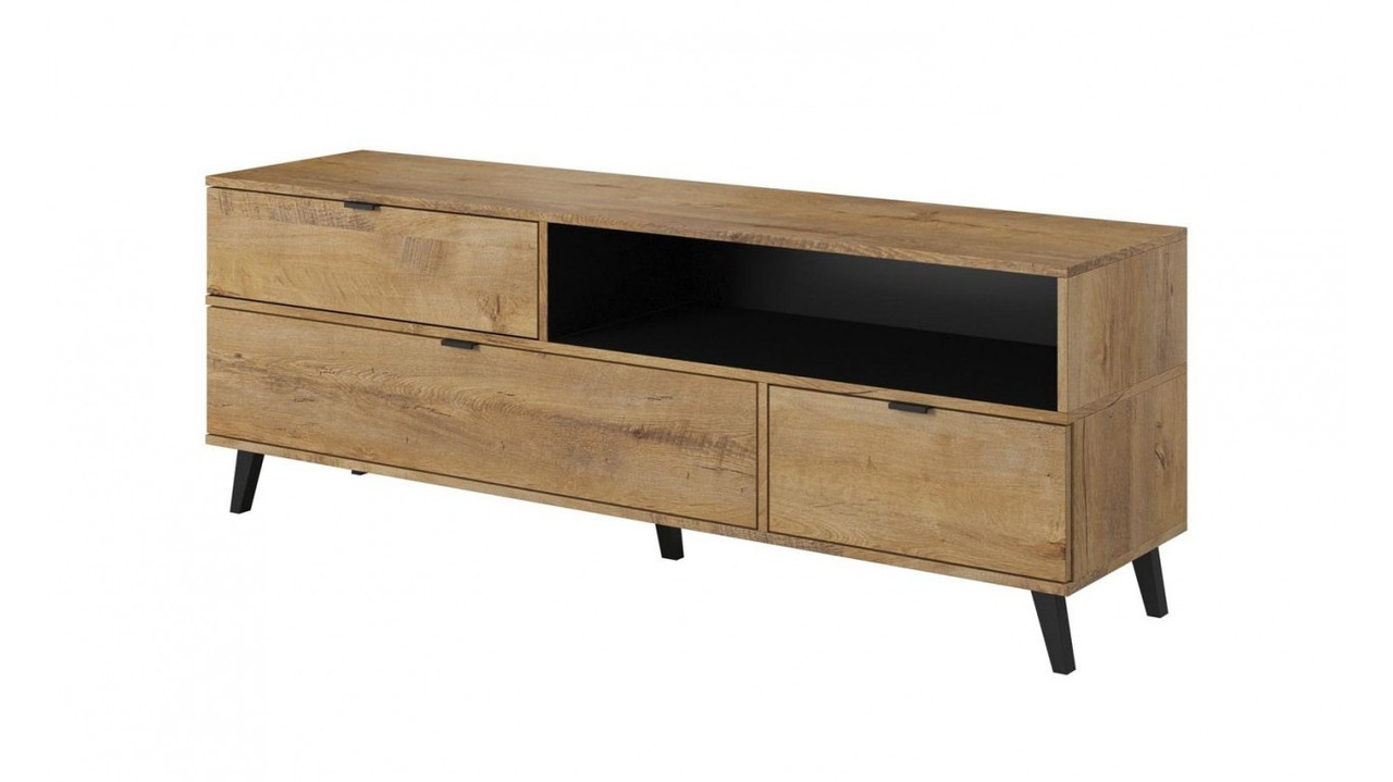 Тумба під ТВ Nest rtv-1 160x40 чорний/дуб лефкас Halmar, фото 1