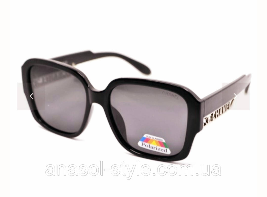 Поляризовані сонцезахисні жіночі окуляри брендові Polarized квадратна оправа чорні