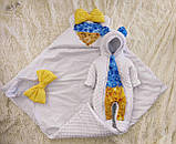 Демісезонний плюшевий конверт + комбінезон для новонароджених, принт Сердечко, фото 6