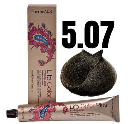 Стійка крем-фарба Farmavita Life Color Plus 5.07 Xoлoдний cвітло-каштовий 100 мл, фото 1