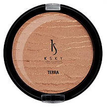 Бронзер для обличчя Super shine бурштиновий KSKY COMPACT BRONZER ILLUMINATING бронзовий пісок (KS-615)