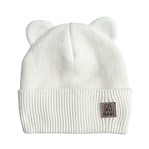 Весняна Дитяча шапочка з вушками Тонка в'язка в 1 шар з відворотом від 6 міс до 9 міс, фото 4