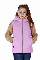 Жилетка на дівчинку демісезонна дитяча з капюшоном весна-осінь лавандова 128-152р