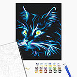 Картина за номерами Неоновий кіт Картини в цифрах тварини 40x50 Малювання за номерами Кішка Кіт Brushme BS32107, фото 2