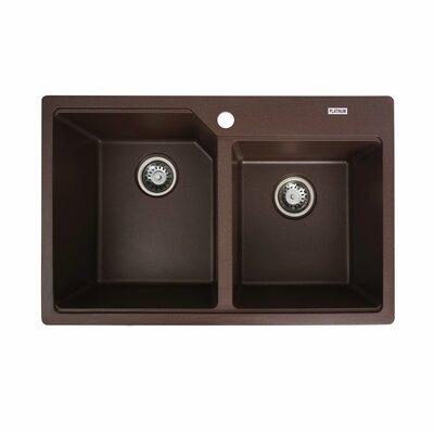 Подвійна мийка гранітна Platinum 7850 HARMONY мокко матована, фото 1