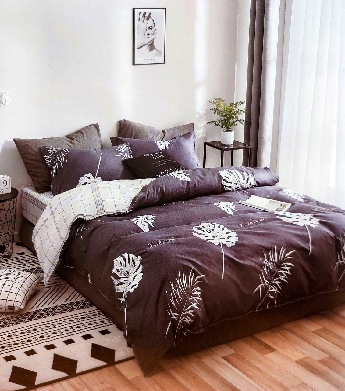 Постільна білизна Mancy House простирадло на гумці Євро