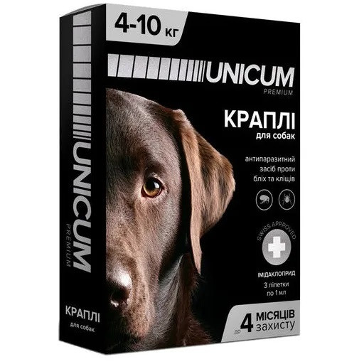 Краплі Unicum Premium проти бліх і кліщів для собак 4-10 кг (1піп)