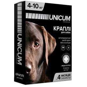 Краплі Unicum Premium проти бліх і кліщів для собак 4-10 кг (1піп)