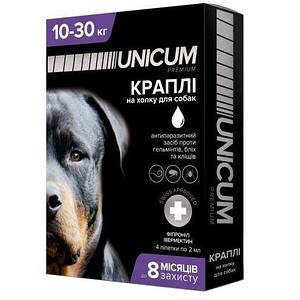 Краплі Unicum Complex Premium від гельмінтів, бліх і кліщів для собак 10-30 кг (1піп)