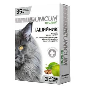 Нашийник Unicum Organic проти бліх і кліщів для котів 35 см