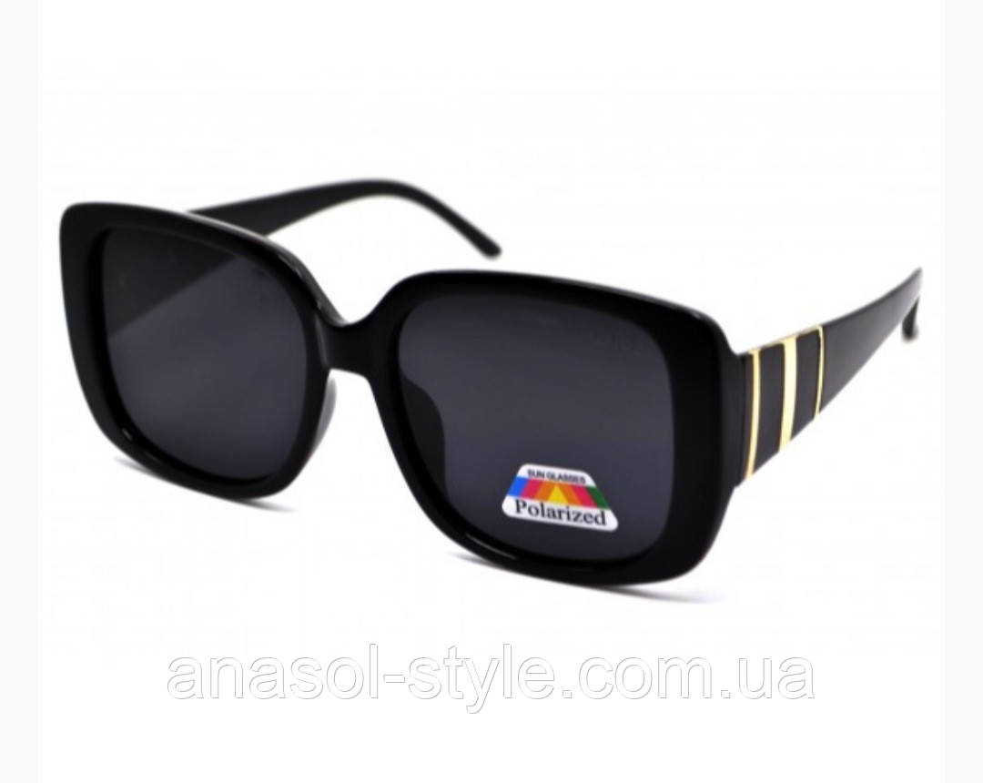 Поляризовані сонцезахисні жіночі окуляри брендові Polarized квадратна оправа черные