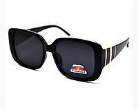 Поляризованные солнцезащитные женские очки брендовые Polarized квадратная оправа черные