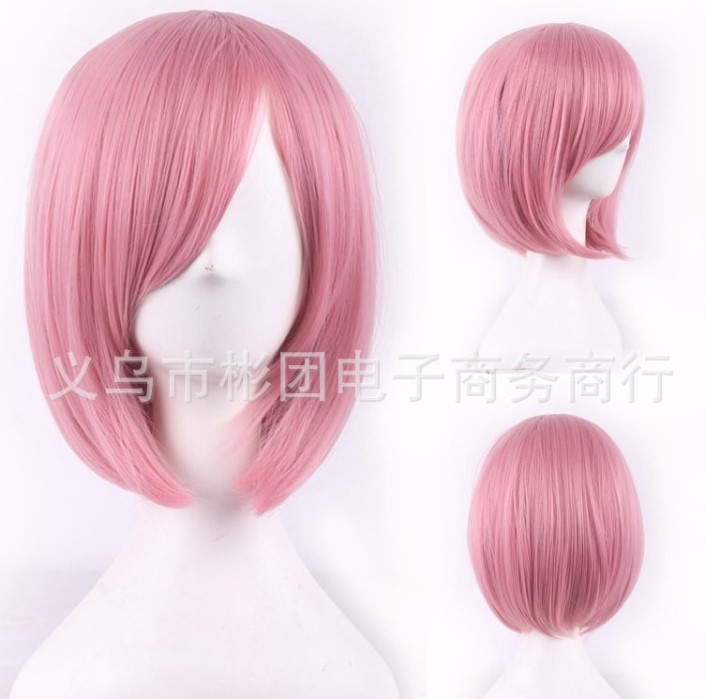 Перука каре 32 см c подовженою чолкою рожева