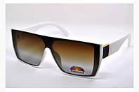 Брендовые солнцезащитные женские очки Polarized квадратная оправа в спортивном стиле белые