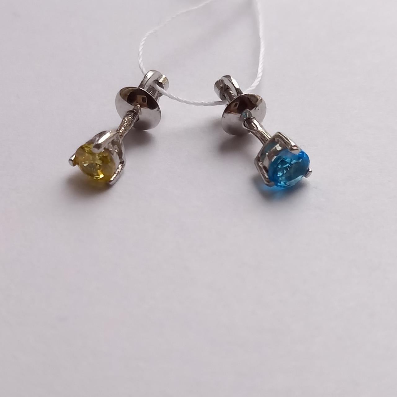 Срібні сережки Патріотичні камінчики 4 мм