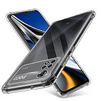 Прозрачный чехол для Poco X4 Pro ударопрочный силиконовый Shockproof (бампер)