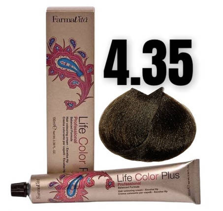 Стійка крем-фарба Farmavita Life Color Plus 4.35 Kaштaнoвий шoкoладний 100 мл, фото 1