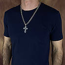 Комплект! Чоловічий товстий срібний ланцюжок 925 проби і хрестик. Цепочка бісмарк і кулон 55 см, фото 2