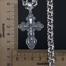 Комплект! Чоловічий товстий срібний ланцюжок 925 проби і хрестик. Цепочка бісмарк і кулон 55 см, фото 4