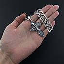 Комплект! Чоловічий товстий срібний ланцюжок 925 проби і хрестик. Цепочка бісмарк і кулон 55 см, фото 5