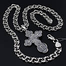 Комплект! Чоловічий товстий срібний ланцюжок 925 проби і хрестик. Цепочка бісмарк і кулон 55 см, фото 7