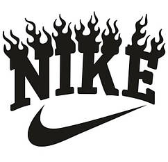 Вінілова наклейка для декору  Nike вогонь 30 см