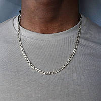 Мужская серебряная цепочка, металлическая цепь на шею, подвеска из стали ширина 5 мм