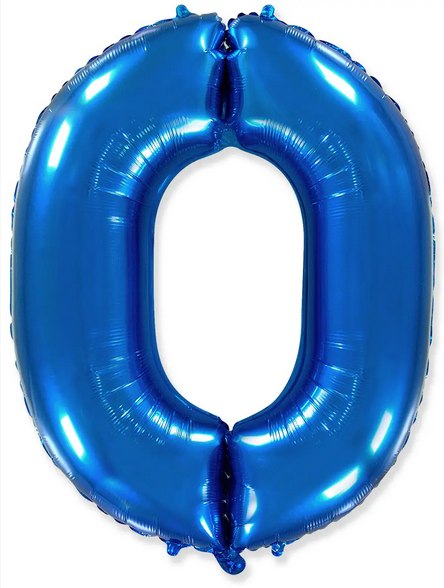 Фольгована кулька цифра 0 синя, 40" (102 см) Flexmetal УП, фото 1