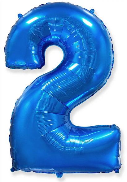 Фольгована кулька цифра 2 синя, 40" (102 см) Flexmetal УП, фото 1