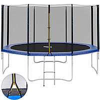 Батут 366см із захисною сіткою дитячий спортивний для дому MS 0822 чорно синій
