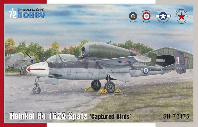 Пластикова модель 1/72 Special hobby 72475 німецький реактивний винищувач Heinkel He 162A Spatz ‘Captured Bird