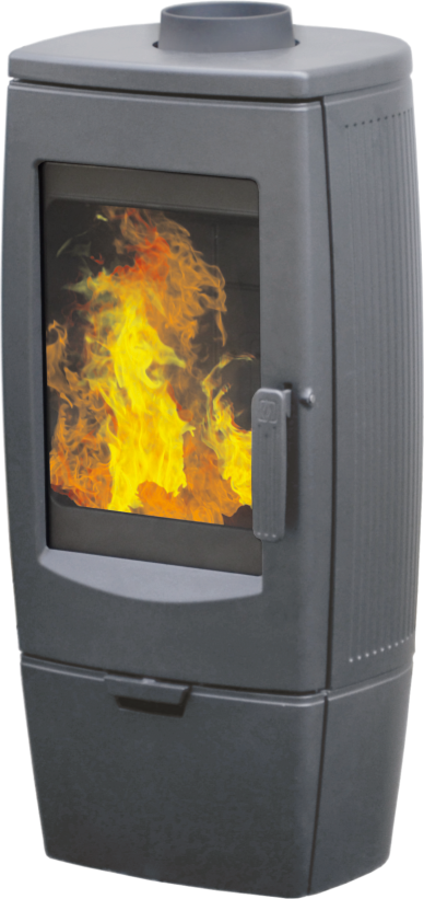 Чавунна піч-камін із великим склом для повітряного опалення будинку PLAMEN GALA сіра — 11 кВт, фото 1