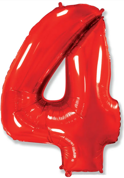 Фольгована кулька цифра 4 червона, 40" (102 см) Flexmetal УП, фото 1